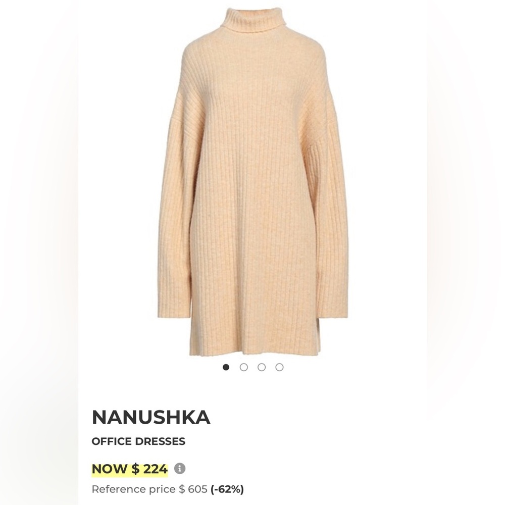 Nanushka Light Tan Ribbed Sweater Size M pre-owned.